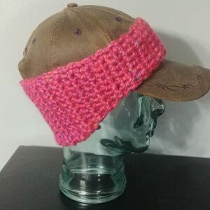 Just in! Handmade Crocheted Contoured Unisex Headband/Earwarmer Pink/Multi